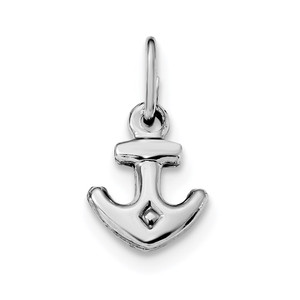 Sterling Silver Rhodium Plated Polished Anchor Charm - QC-8F806542-3530