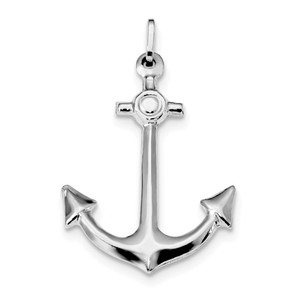Sterling Silver Rhodium Plated Polished Anchor Charm - QC-FDBFB5E0-3448
