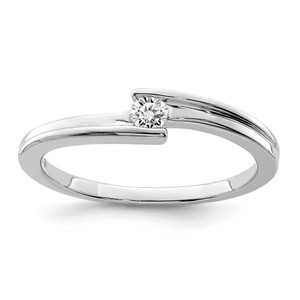 Sterling Silver Rhodium Plated Polished Diamond Ring - QR-00163666-9924