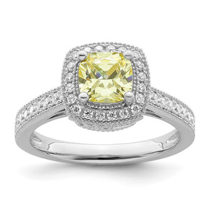 Sterling Silver Rhodium plated White and Yellow CZ Ring - QR-7CCB5A46-9239