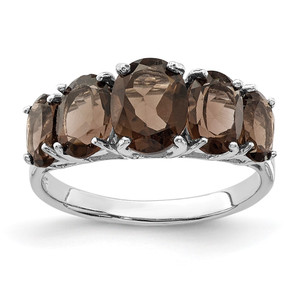 Sterling Silver Rhodium Smoky Quartz Ring - QD-EBC83EA3-6016