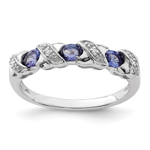 Sterling Silver Rhodium Tanzanite & Diam. Ring - QD-41F3FE99-1587