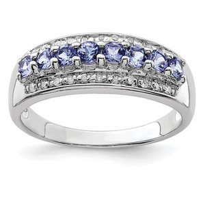 Sterling Silver Rhodium Tanzanite & Diam. Ring - QD-EB023773-3740