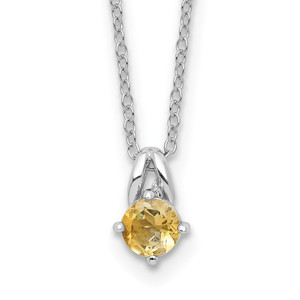 Sterling Silver Rhodium-plated .45CI Citrine 16in w/2in ext Necklace