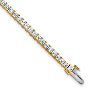 14k 5 carat Lab Grown Diamond VS/SI+ G+ Complete Princess Prong Set Tennis Bracelet