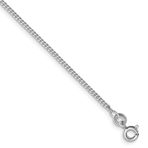 Sterling Silver Rhodium-plated 1.5mm Curb Chain Anklet - QC-14283FC7-9796