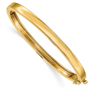 14k 5.3mm Polished Solid Hinged Oval Bangle Bracelet