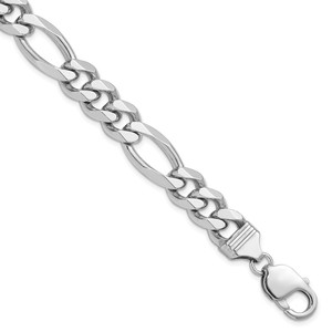 Sterling Silver Rhodium-plated 10.2mm Figaro Chain - QF-F5D2B62F-6332
