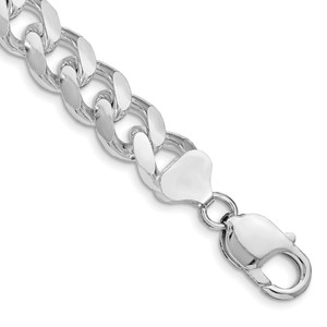 Sterling Silver Rhodium-plated 10.5mm Domed w/ Side D/C Curb Chain - QR-7DEBDDA3-4388