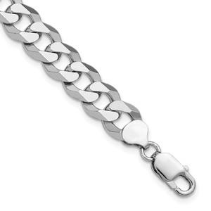 Sterling Silver Rhodium-plated 10.6mm Beveled Curb Chain - QF-9AD802CD-4924