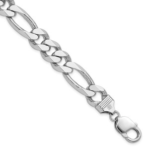 Sterling Silver Rhodium-plated 10.75mm Figaro Chain - QF-F8037B5C-1157