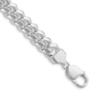 Sterling Silver Rhodium-plated 10.7mm Polished Domed Curb Chain - QD-CF305AA3-1480