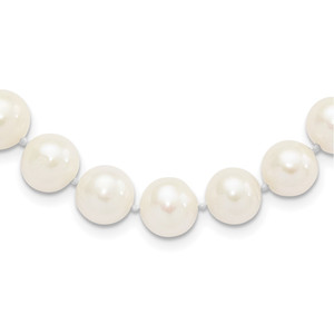 Sterling Silver Rhodium-plated 10-11mm White Near-Round Freshwater Cultured Pearl 20 inch Necklace