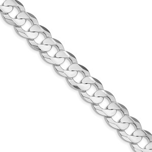 Sterling Silver Rhodium-plated 11.9mm Concave Beveled Curb Chain - QC-F46381D2-7187