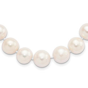 Sterling Silver Rhodium-plated 11-12mm White Near-Round Freshwater Cultured Pearl 20 inch Necklace