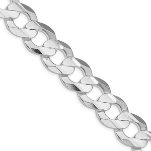 Sterling Silver Rhodium-plated 15.75mm Concave Beveled Curb Chain - QC-DBBED90D-3122