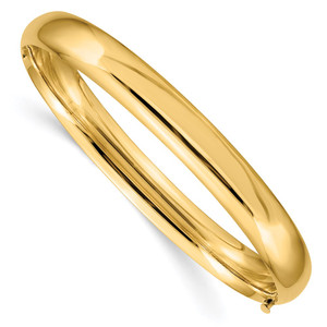 14k 5/16 Oversize High Polished 6.00mm Hinged Oval Bangle Bracelet