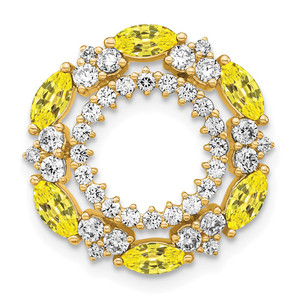 14k 5/8 carat Lab Grown Diamond VS/SI+ G+ and Lab Created Yellow Sapphire Chain Slide Pendant