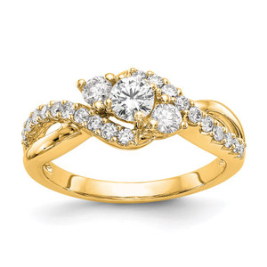 14k 5/8 carat Lab Grown Diamond VS/SI+ G+ Round Complete Criss Cross Engagement Ring