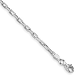 Sterling Silver Rhodium-plated 2.9mm Diamond-cut Long Link Cable Chain - QA-DCAD0A83-4578