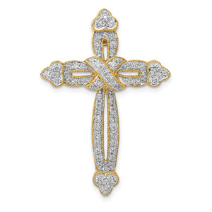14k 5/8ct. Diamond Budded Cross Chain Slide