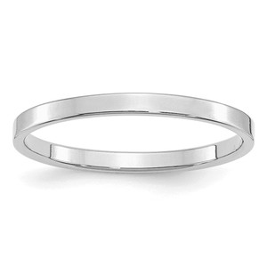 Sterling Silver Rhodium-plated 2mm Flat Size 8.5 Band