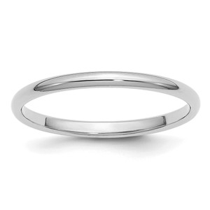 Sterling Silver Rhodium-plated 2mm Half-Round Size 4.5 Band