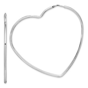 Sterling Silver Rhodium-Plated 2mm Heart Hoop Earrings - QE-02E338CE-2354