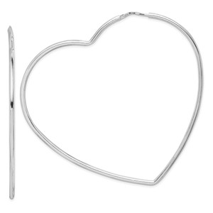 Sterling Silver Rhodium-Plated 2mm Heart Hoop Earrings - QE-6D01464D-1761
