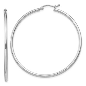 Sterling Silver Rhodium-plated 2mm Round Hoop Earrings - QE-F07D7E55-3318