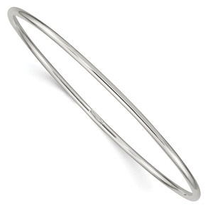 Sterling Silver Rhodium-plated 2mm Slip-on Bangle Bracelet