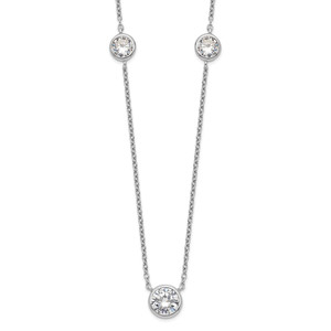 Sterling Silver Rhodium-plated 3 Station CZ Necklace