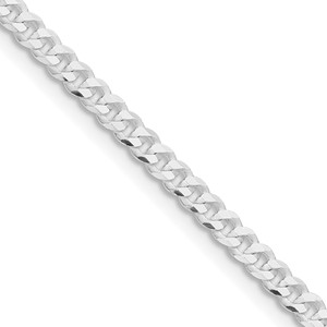 Sterling Silver Rhodium-plated 3.15mm Flat Curb Chain - QL-21E642D7-8017