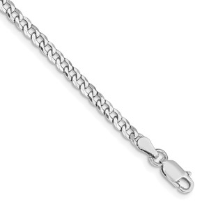 Sterling Silver Rhodium-plated 3.2mm Beveled Curb Chain - QF-ED5B7EB1-5485