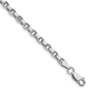 Sterling Silver Rhodium-plated 3.5mm Diamond-cut Rolo Chain - QF-C8E24993-1263