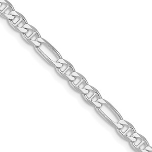 Sterling Silver Rhodium-plated 3.75mm Figaro Anchor Chain - QA-26D44ADD-3770