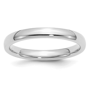 Sterling Silver Rhodium-plated 3mm Comfort Fit Size 5 Band