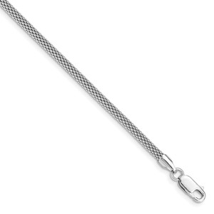 Sterling Silver Rhodium-plated 3mm Corona Chain Bracelet