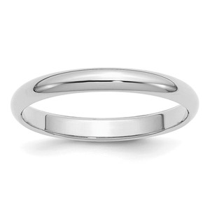 Sterling Silver Rhodium-plated 3mm Half-Round Size 11 Band