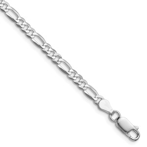 Sterling Silver Rhodium-plated 4.0mm Lightweight Flat Figaro Chain - QM-FFFF9196-9282