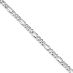 Sterling Silver Rhodium-plated 4.3mm Pav‚ Flat Figaro Chain - QF-605DBAF1-7387