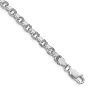 Sterling Silver Rhodium-plated 4mm Diamond-cut Rolo Chain - QF-23967132-5101