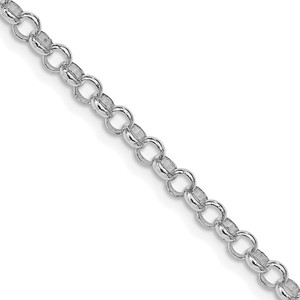 Sterling Silver Rhodium-plated 4mm Rolo Chain - QF-E8D0DA9B-5421