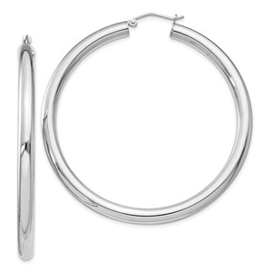Sterling Silver Rhodium-plated 4mm Round Hoop Earrings - QE-8ACF9BC4-7689