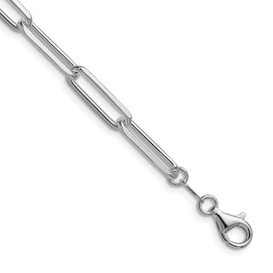 Sterling Silver Rhodium-plated 5.5mm D/C Paperclip Chain - QD-3AEF8F1D-8003