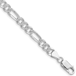 Sterling Silver Rhodium-plated 5.5mm Pav‚ Flat Figaro Chain - QF-27FFD25B-6851