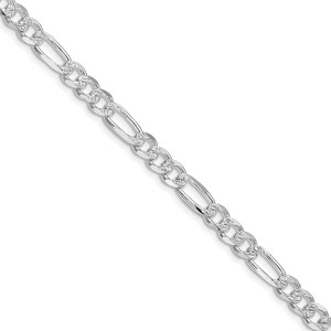 Sterling Silver Rhodium-plated 5.5mm Pav‚ Flat Figaro Chain - QF-45394D8B-5360