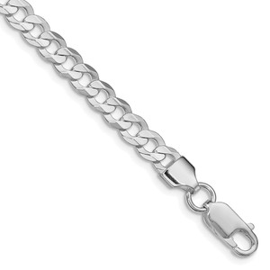 Sterling Silver Rhodium-plated 5.65mm Concave Beveled Curb Chain - QC-C419AB23-8460