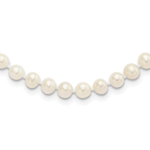 Sterling Silver Rhodium-plated 5-6mm White Near-Round Freshwater Cultured Pearl 16 inch Necklace