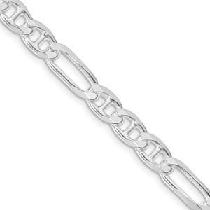 Sterling Silver Rhodium-plated 6.5mm Figaro Anchor Chain - QA-605D927B-7031
